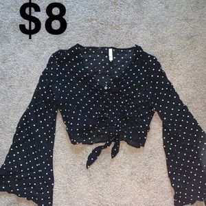 Polka Dot Bell-Sleeve Crop Top!